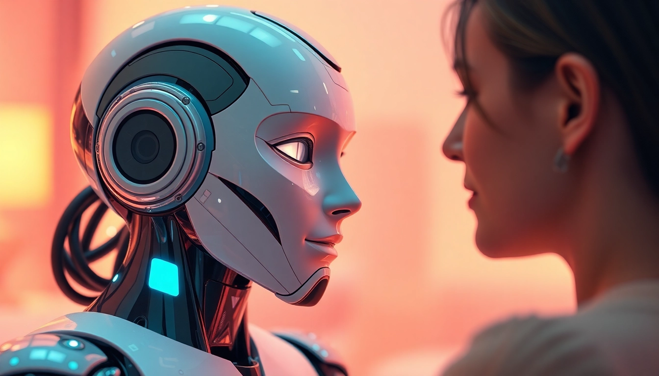 AI sex bot engaging in intimate conversation, showcasing advanced technology and human-like features.
