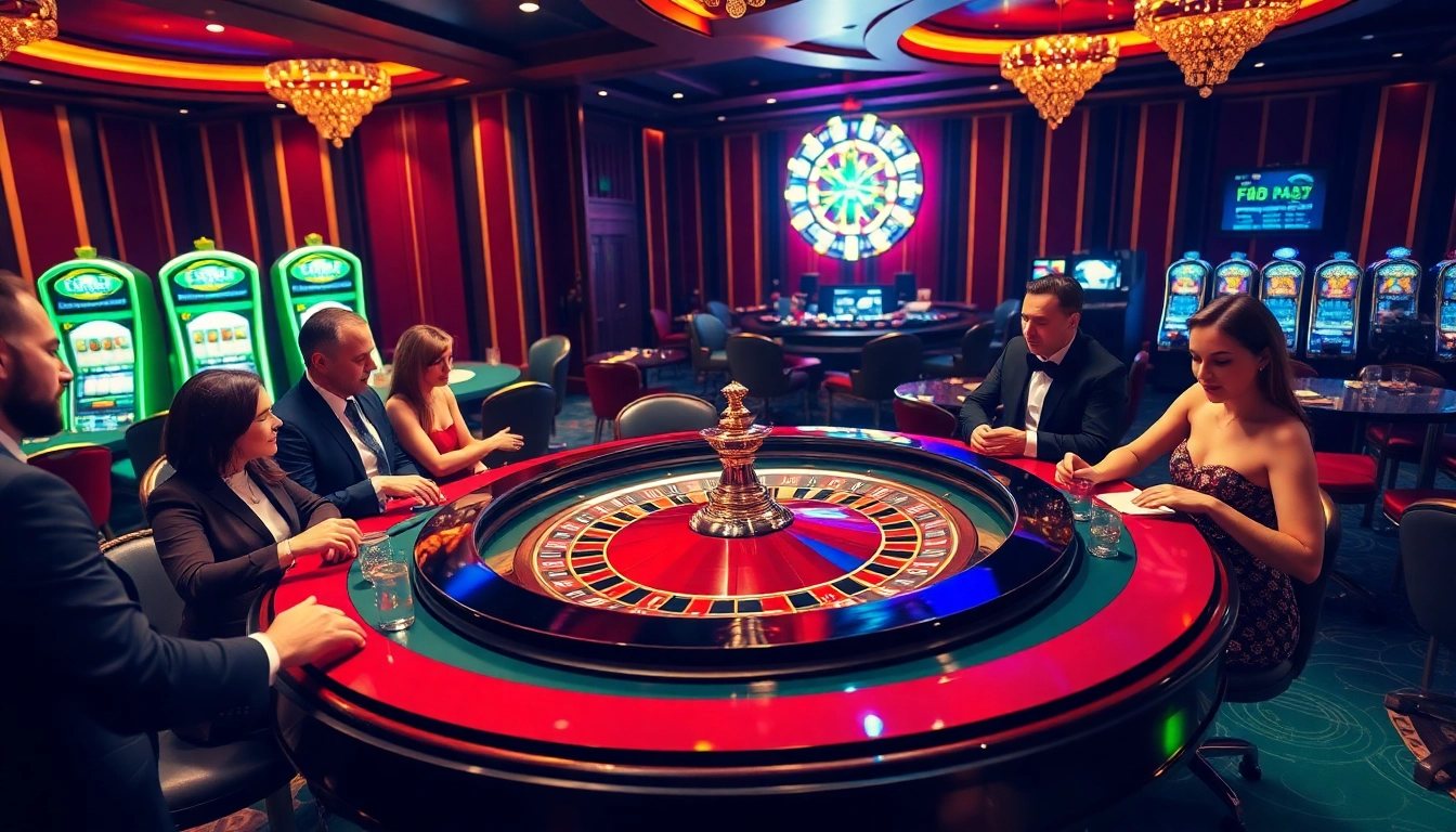 Experience excitement at https://f8bet.ventures/ with a thrilling casino scene featuring roulette and professional players.