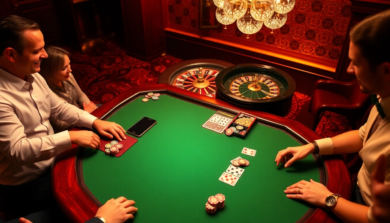 Players enjoying blackjack at a glamorous 88i casino table, surrounded by vibrant chips and cards.
